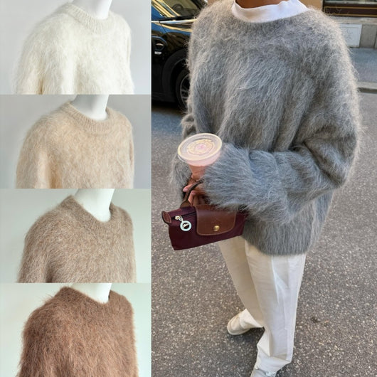 Suéter de Alpaca Tejido Suelto para Otoño e Invierno