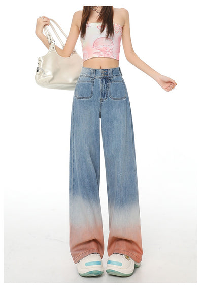 Pantalones Vaqueros Cintura Alta Pierna Ancha Degradado - Ajuste Holgado para Mujer - Image 20