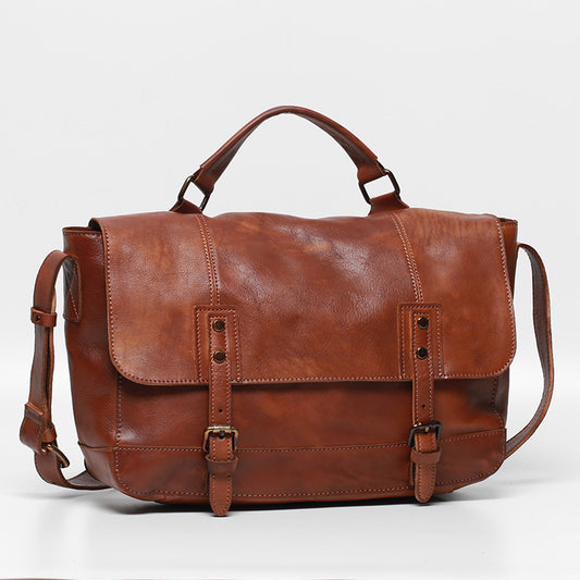 Bolso Mensajero de Cuero Vintage Pulido Piel de Res Premium