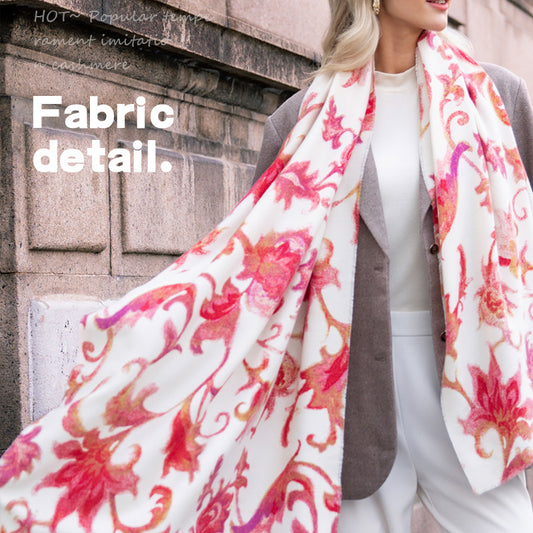 Bufanda de Cashmira Artificial para Mujer - Diseño Elegante e Impreso para Invierno