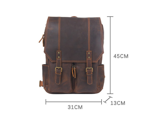 Mochila Retro de Cuero para Hombre - Bolsa Escolar de Gran Capacidad - Image 12