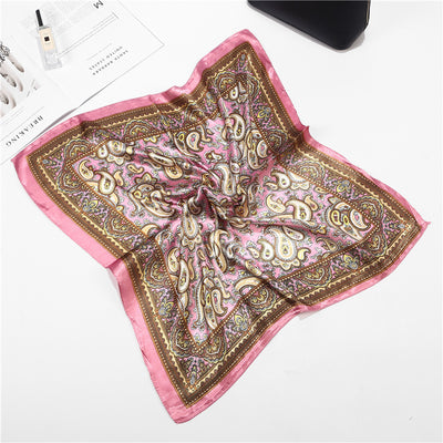 Pañuelo de Seda Satinado Turbante Bohemio Cuadrado para Mujer - Image 5