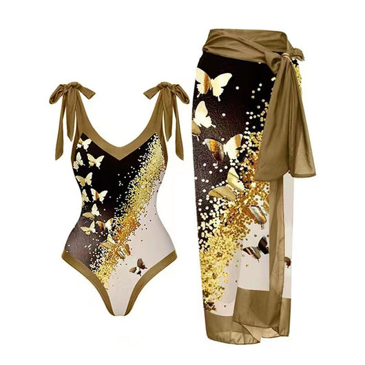 Traje de Baño Dos Piezas Chiffon con Falda Cadera Estampada - Image 21