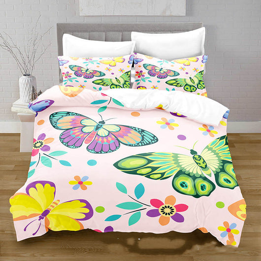 Juego de Ropa de Cama Funda Nórdica Estampado Mariposas Impresión 3D Digital Tela Cepillada - Image 15