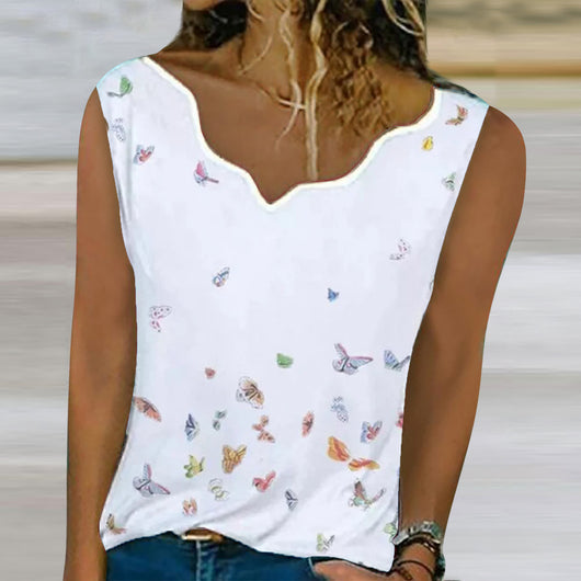 Camiseta Básica de Manga Corta con Cuello Irregular Estampado - Image 11