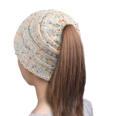 Gorro de Lana con Coleta Tejido - Abrigo Exterior Europeo - Image 22