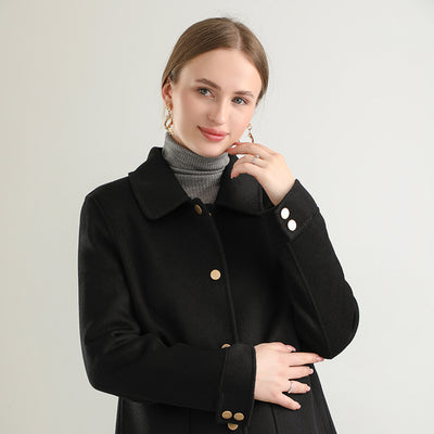 Abrigo Polo Cuello Clásico Mujer - Colores Sólidos Otoño Invierno - Image 3