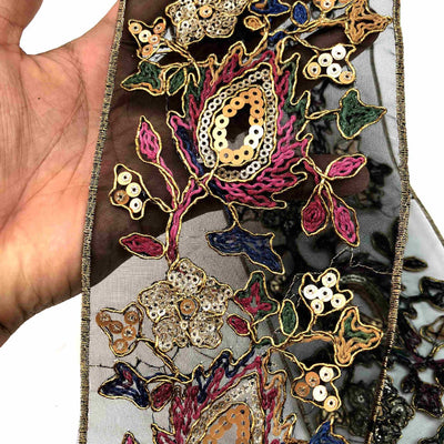 Cinta Decorativa Étnica con Lentejuelas, Encaje y Bordado Dorado - Image 8