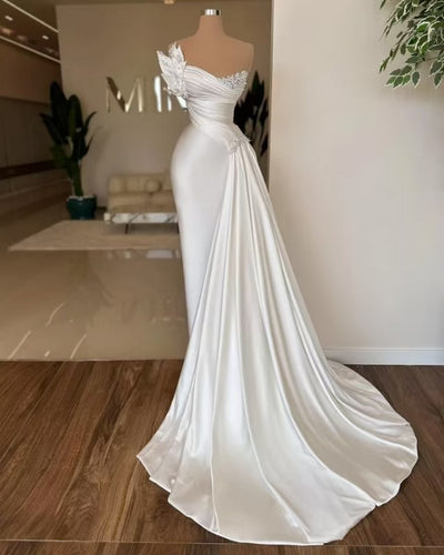 Vestido de Novia Satinado Blanco Elegante Ligero y Fluido - Image 9