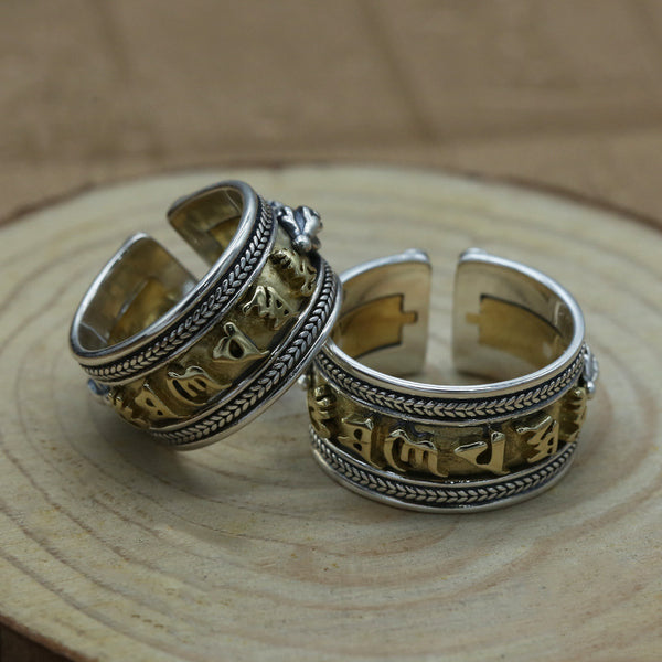 Anillo de Mantra de Seis Caracteres para Hombre y Mujer