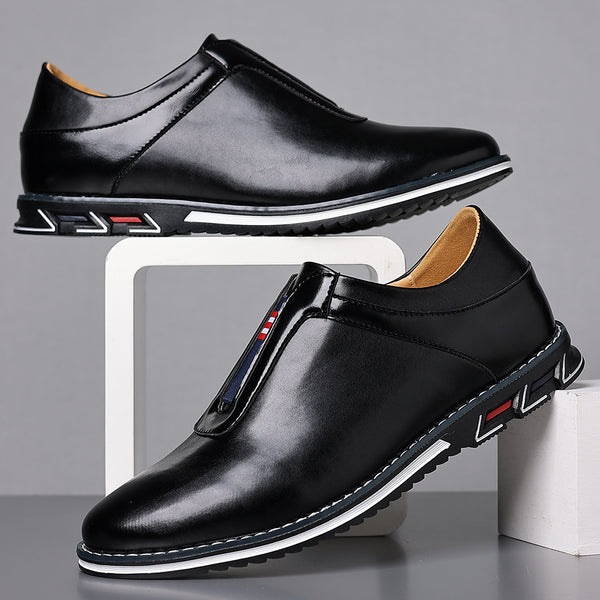 Zapatos Casuales de Cuero para Hombre en Colores Sólidos