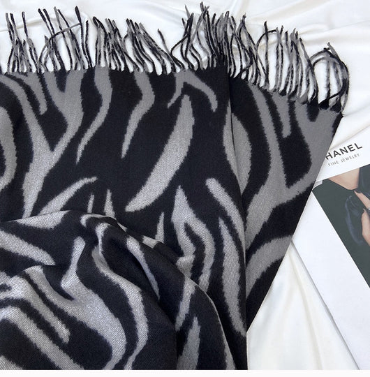 Pashmina Estampada con Rayas y Borlas - Lujo y Calidez - Image 45