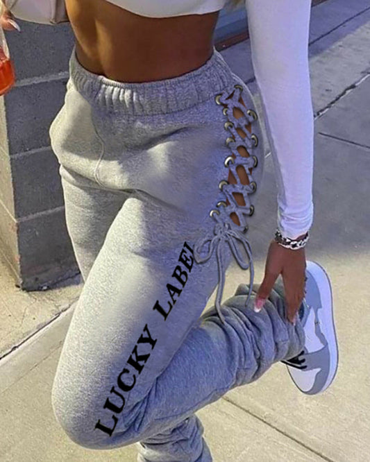 Pantalones de Cordones con Estampado y Textura - Diseño Europeo