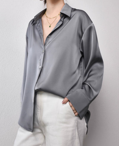 Camisa Oversize Suelta con Hombros Caídos de Lujo y Caída Elegante - Image 5