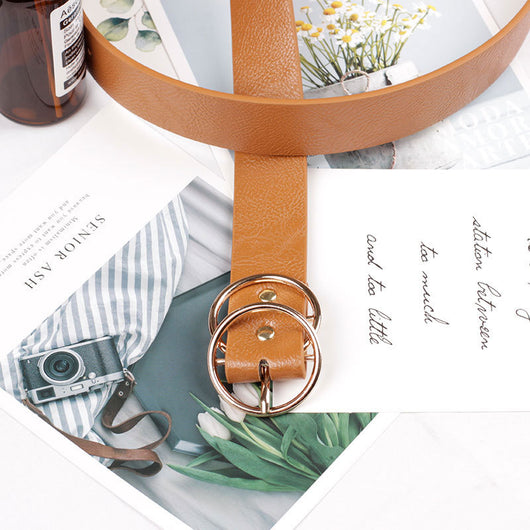 Cinturón Ancho de Cuero PU con Hebilla Doble Redonda - Image 12