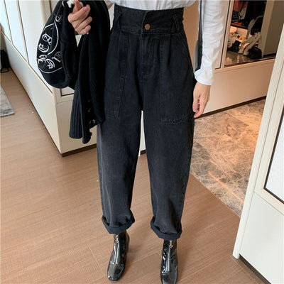 Pantalones Denim Cintura Alta Rectos Pierna Ancha Retro para Mujer - Image 4