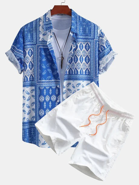 Camisa Cardigan Estampada Manga Corta para Playa Hombre - Image 9