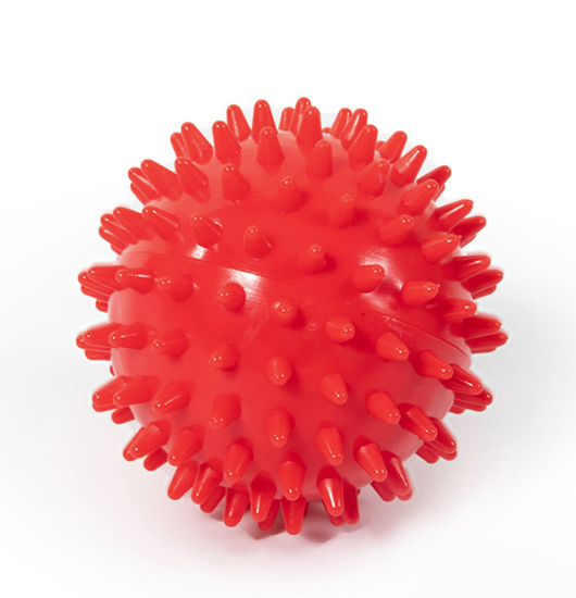 Red spiky TPR ball, a durable and bouncy toy for large dogs, designed for play and massage. - Image 6