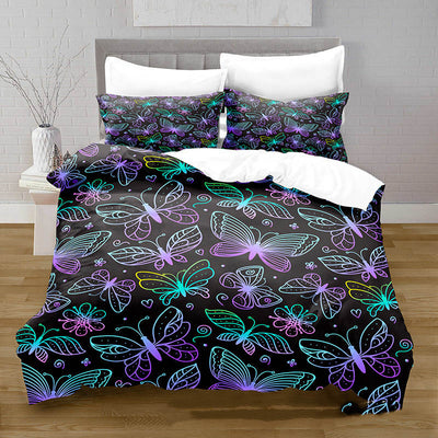 Juego de Ropa de Cama Funda Nórdica Estampado Mariposas Impresión 3D Digital Tela Cepillada - Image 24
