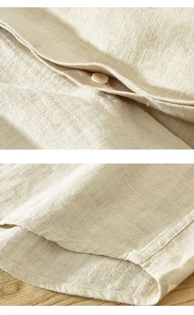 Camisa de Lino y Algodón Transpirable con Solapa de Manga Corta - Image 16