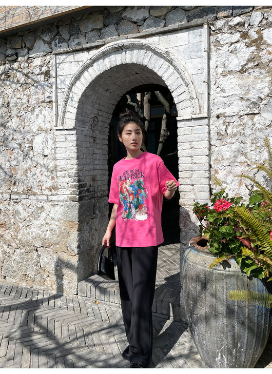 Playera Estampada Suelta y Ajustada para Mujer - Cuello Redondo Manga Corta - Image 60