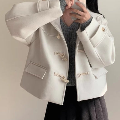 Abrigo de Lana Corto con Capucha y Manga Larga para Mujer - Image 3