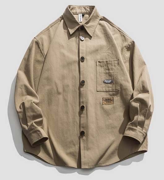 Camisa de Trabajo Retro Oversize - Manga Larga Versátil - Image 4