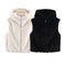 Stylish European and American Hooded Faux Fur Vest