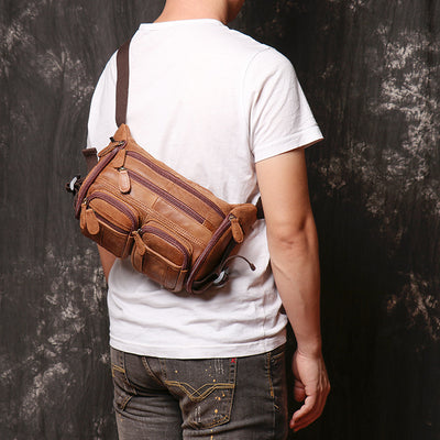 Bolsa de Pecho Hombre Cuero Gamuza Gran Capacidad - Image 2