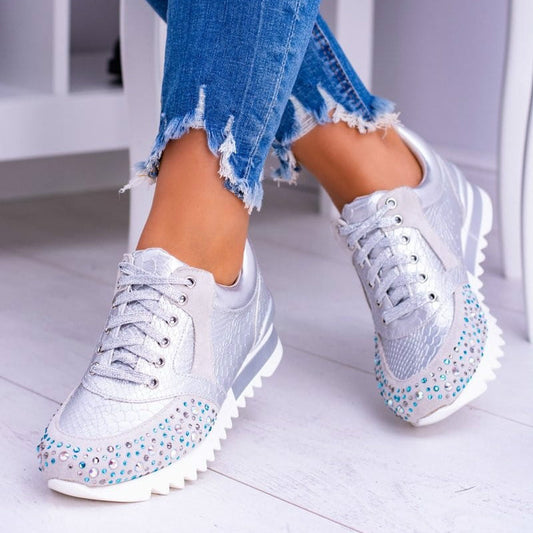 Zapatillas Deportivas Plus Size con Detalles Brillantes para Mujer