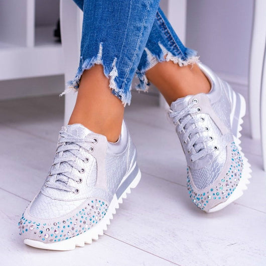 Zapatillas Deportivas Plus Size con Detalles Brillantes para Mujer