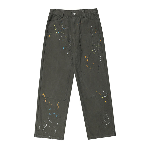 Pantalones Rectos con Diseño Splash de Pintura Artística - Image 5