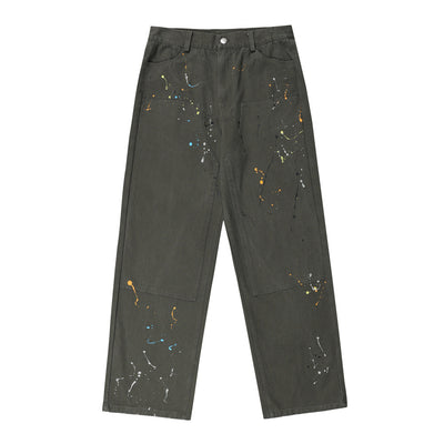 Pantalones Rectos con Diseño Splash de Pintura Artística - Image 5