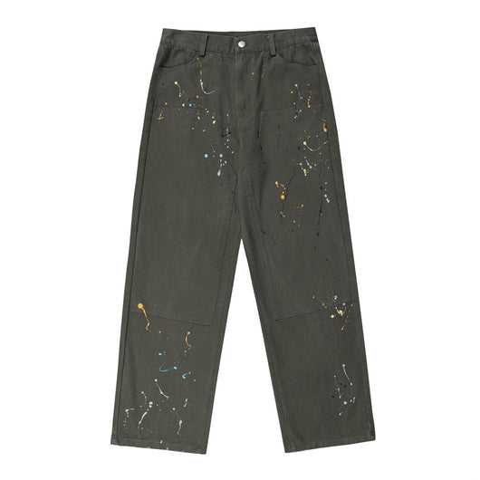 Pantalones Rectos con Diseño Splash de Pintura Artística - Image 5