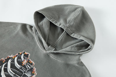 Sudadera con Capucha Estampado Calavera y Huesos Diseño Oversize - Image 9