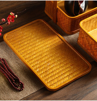 Contenedor Hermético de Bambú Rectangular Doble Capa con Tapa - Caja Portátil para Alimentos y Té - Image 24