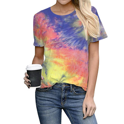 Playera Tie-Dye Estampado Cuello Redondo Talla Grande Manga Corta - Image 4