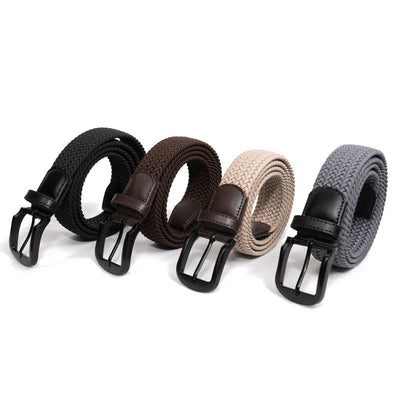 Cinturón Elástico Trenzado Negro Puro sin Agujeros para Hombre - Image 9