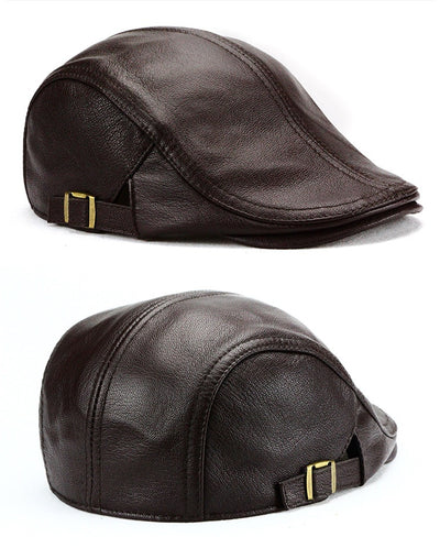 Gorra de Cuero Estilo Coreano Delgada para Otoño e Invierno - Caballeros Maduros - Image 13