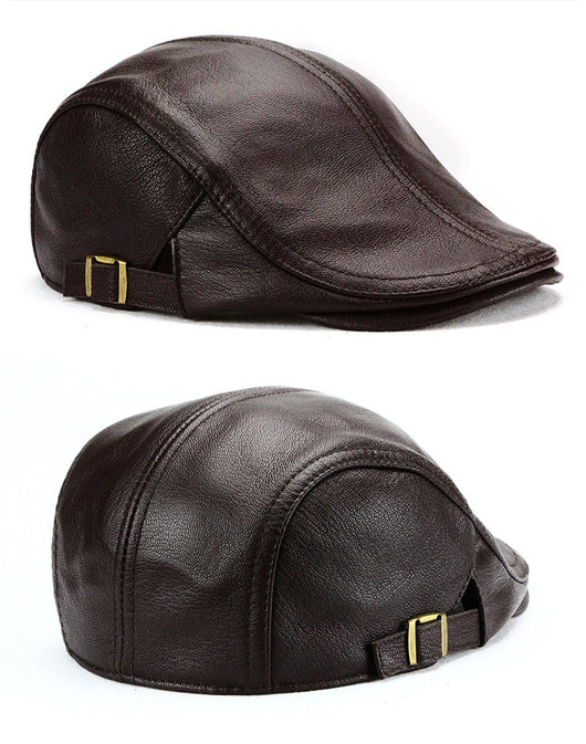 Gorra de Cuero Estilo Coreano Delgada para Otoño e Invierno - Caballeros Maduros - Image 13