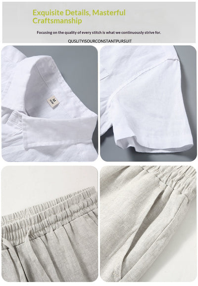 Camisa de Lino Manga Corta para Hombre - Traje Ejecutivo - Image 18