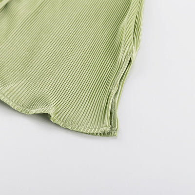 Conjunto Casual: Blusa Verde Manga Corta + Pantalón Plisado Talle Alto - Image 30
