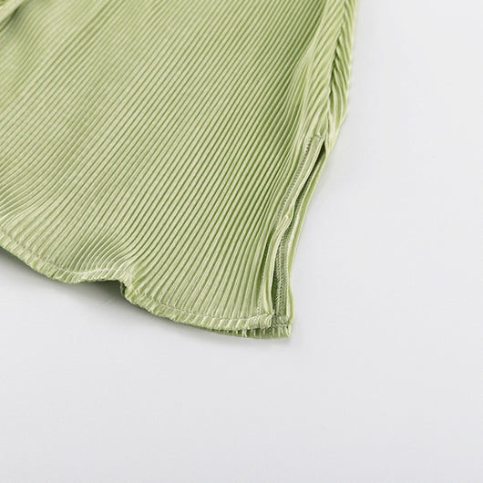 Conjunto Casual: Blusa Verde Manga Corta + Pantalón Plisado Talle Alto - Image 30