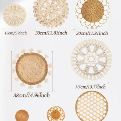 Decoraciones Bohemias Tejidas en Paja - Combinación de Pared Artesanal - Image 10