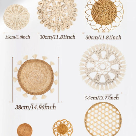 Decoraciones Bohemias Tejidas en Paja - Combinación de Pared Artesanal - Image 10