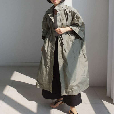 Abrigo Largo Tipo Gabardina para Mujer Talla Grande - Primavera y Otoño