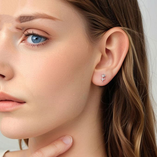 Aretes de Rosa Tridimensional en Plata 925 - Diseño Romántico para Mujer - Image 3