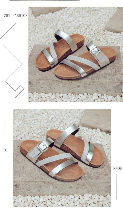 Pantuflas de Corcho Playa Mujer Cómodo Tacón Bajo - Image 11