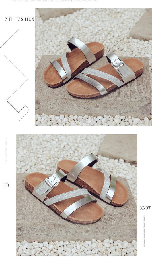 Pantuflas de Corcho Playa Mujer Cómodo Tacón Bajo - Image 11