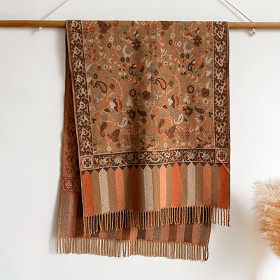 Bufanda Étnica Otoño-Invierno con Flores y Borlas de Hilo Hilado - Image 12